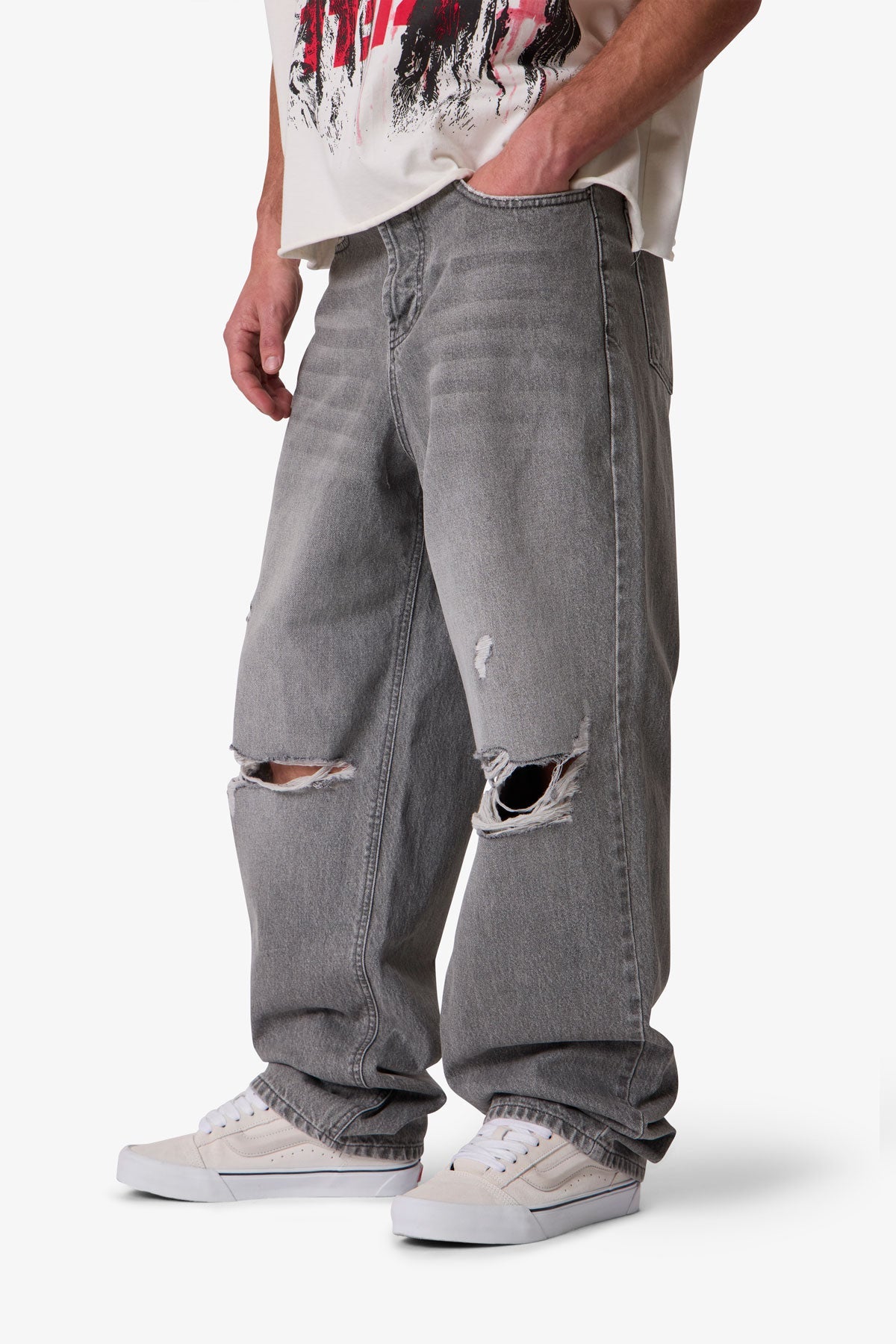 Ultra Baggy Blowout Denim - Washed Grey