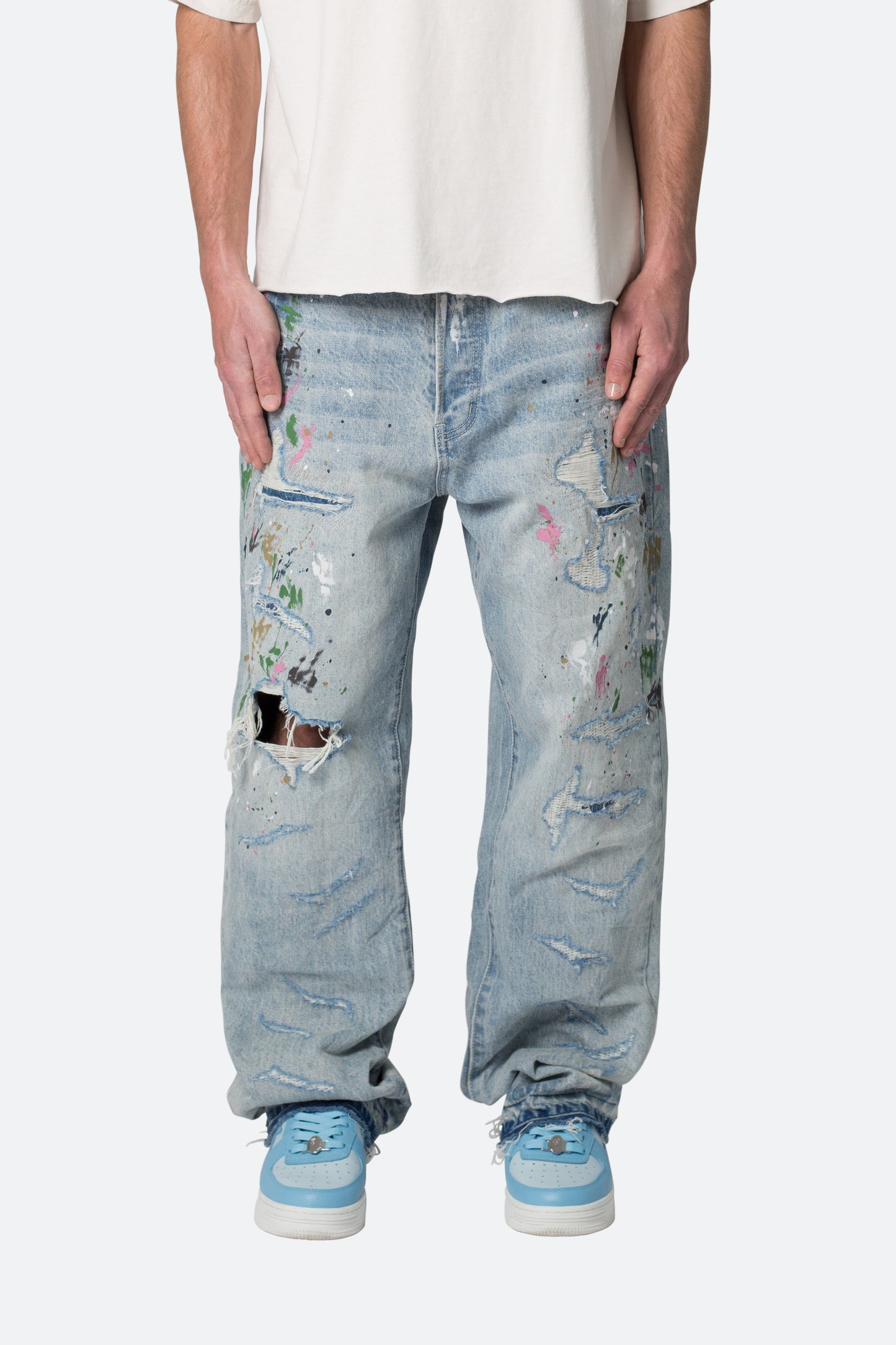 Ultra Baggy Paint Denim - Blue