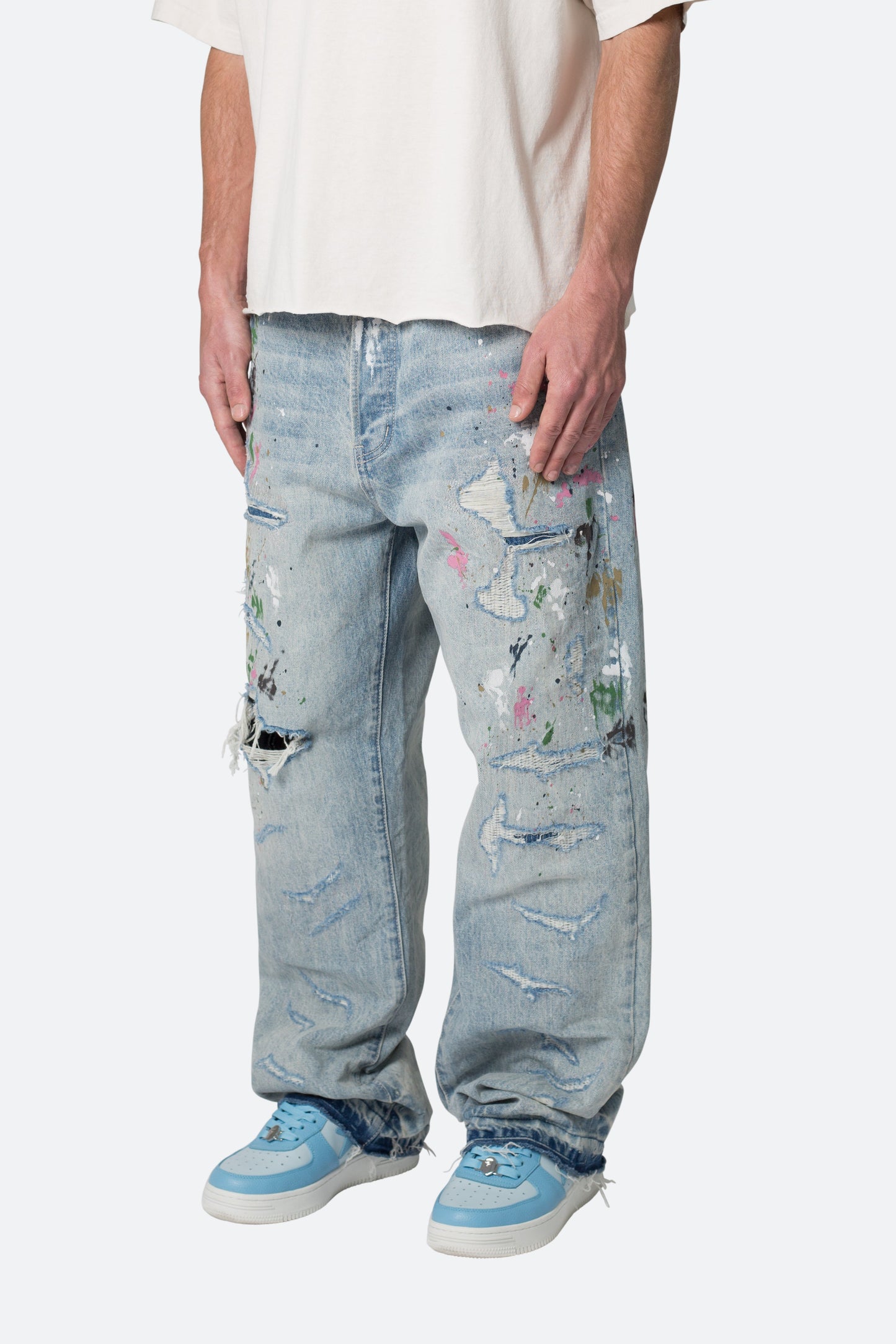 Ultra Baggy Paint Denim - Blue