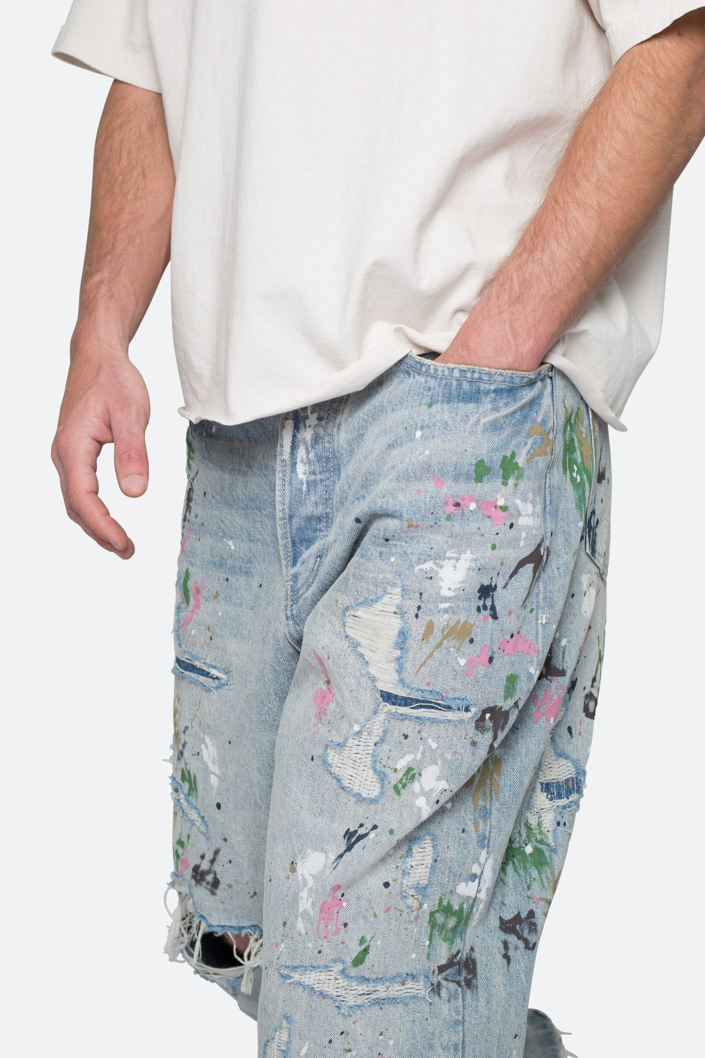 Ultra Baggy Paint Denim - Blue