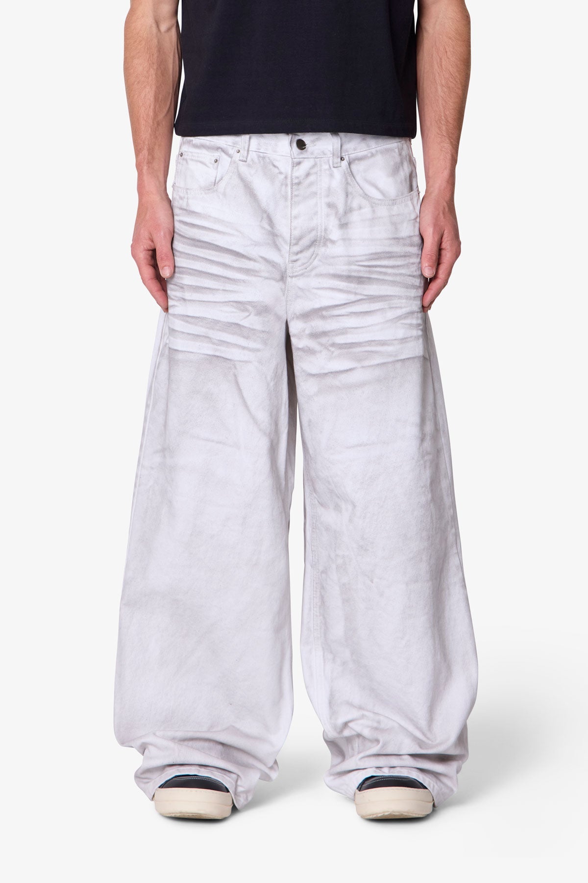 Ultra Wide Stained Denim - White