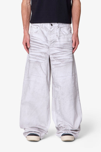Ultra Wide Stained Denim - White