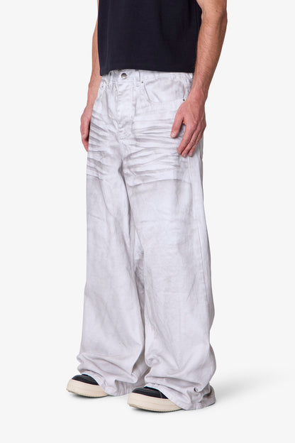 Ultra Wide Stained Denim - White