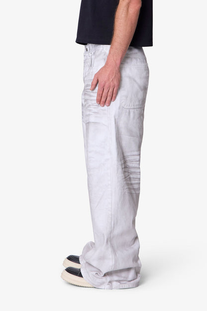 Ultra Wide Stained Denim - White