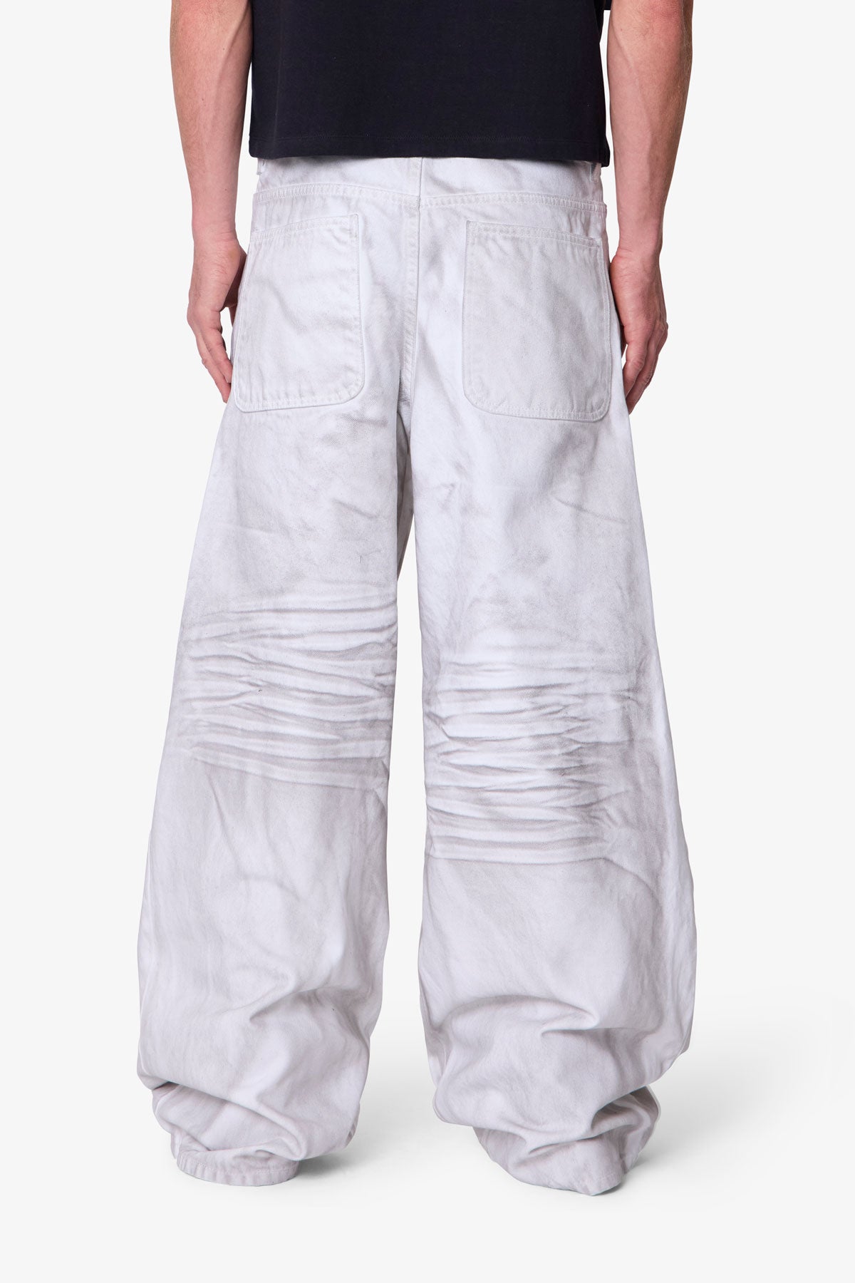 Ultra Wide Stained Denim - White