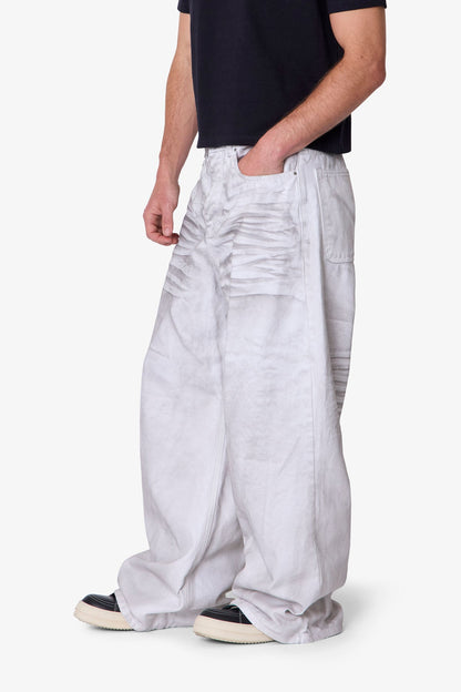 Ultra Wide Stained Denim - White