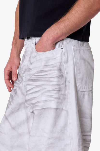 Ultra Wide Stained Denim - White