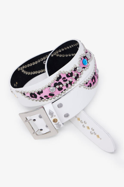 Vintage Python Belt - White/Pink