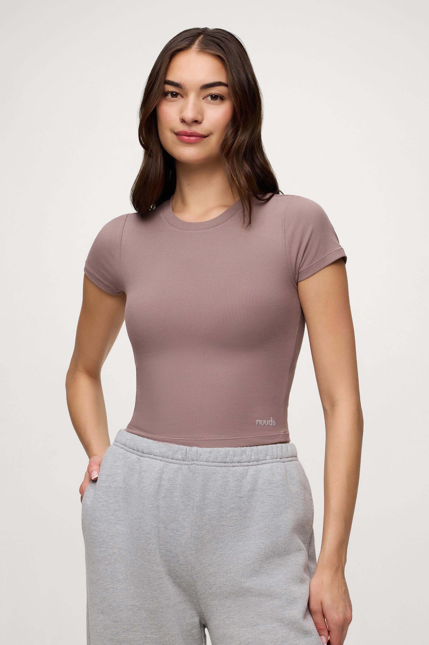 Sporty Rib Bra Tee | Cocoa