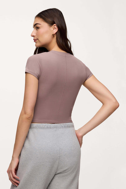 Sporty Rib Bra Tee | Cocoa
