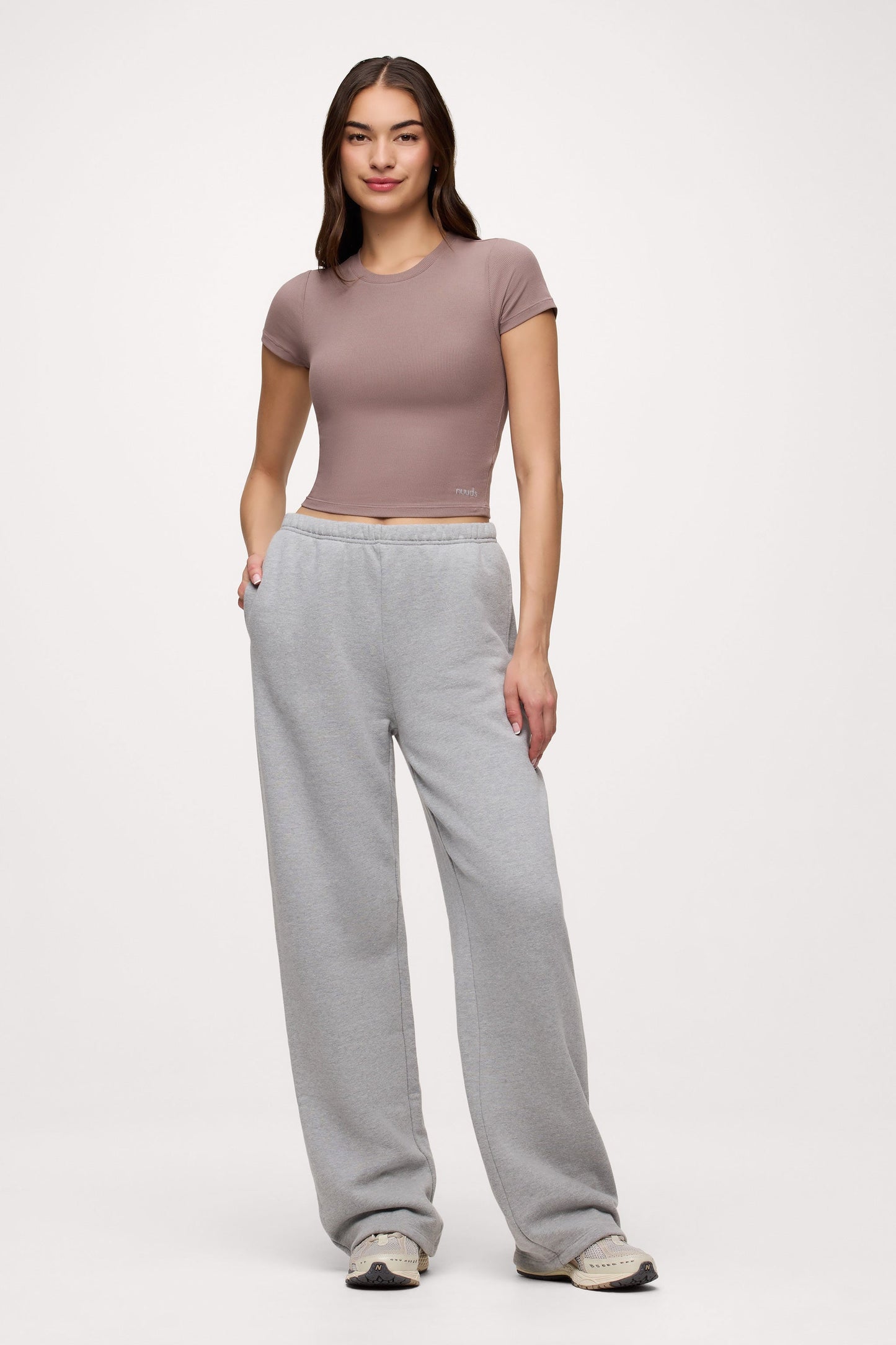 Sporty Rib Bra Tee | Cocoa