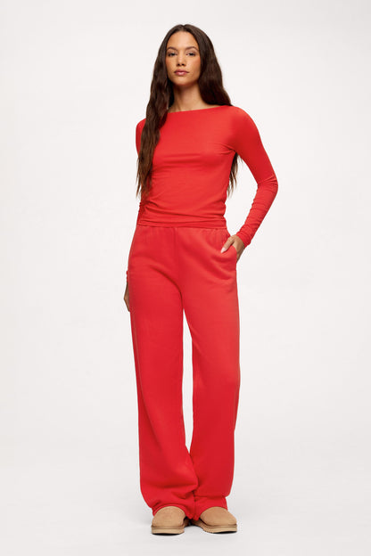 Core Fleece Wide Leg Sweatpant | Chili