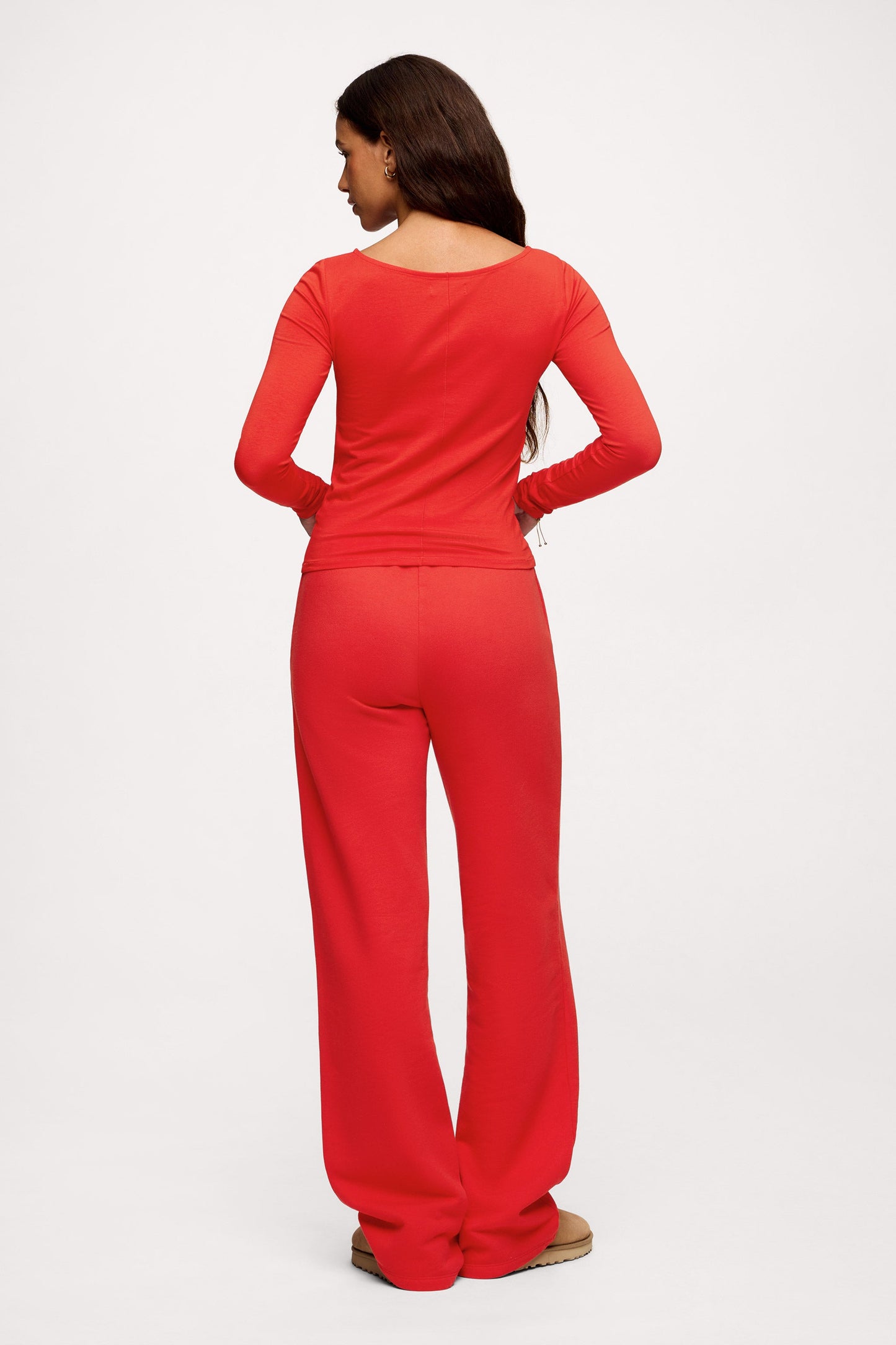 Slinky Jersey Boat Neck Long Sleeve Shirt | Chili