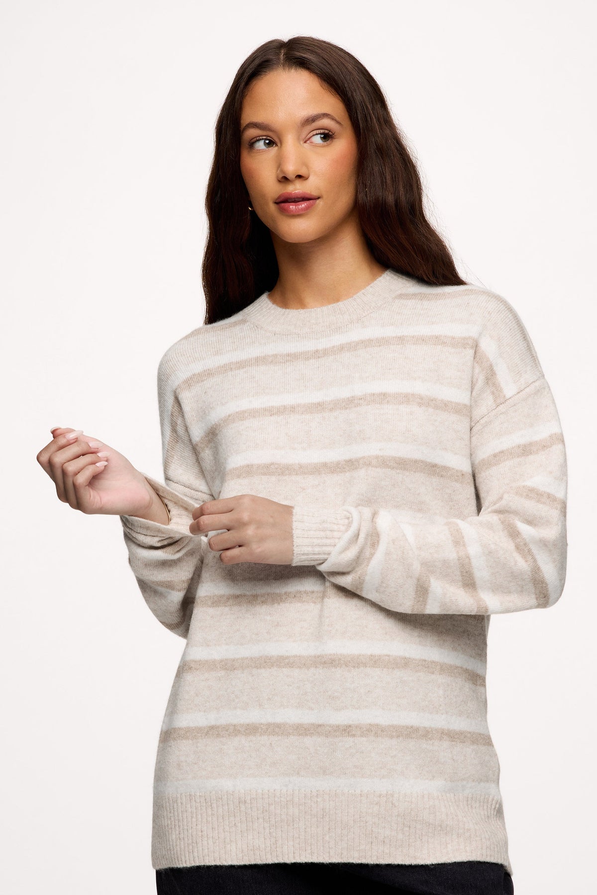 Cozy Knit Stripe Sweater | Oat Stripe