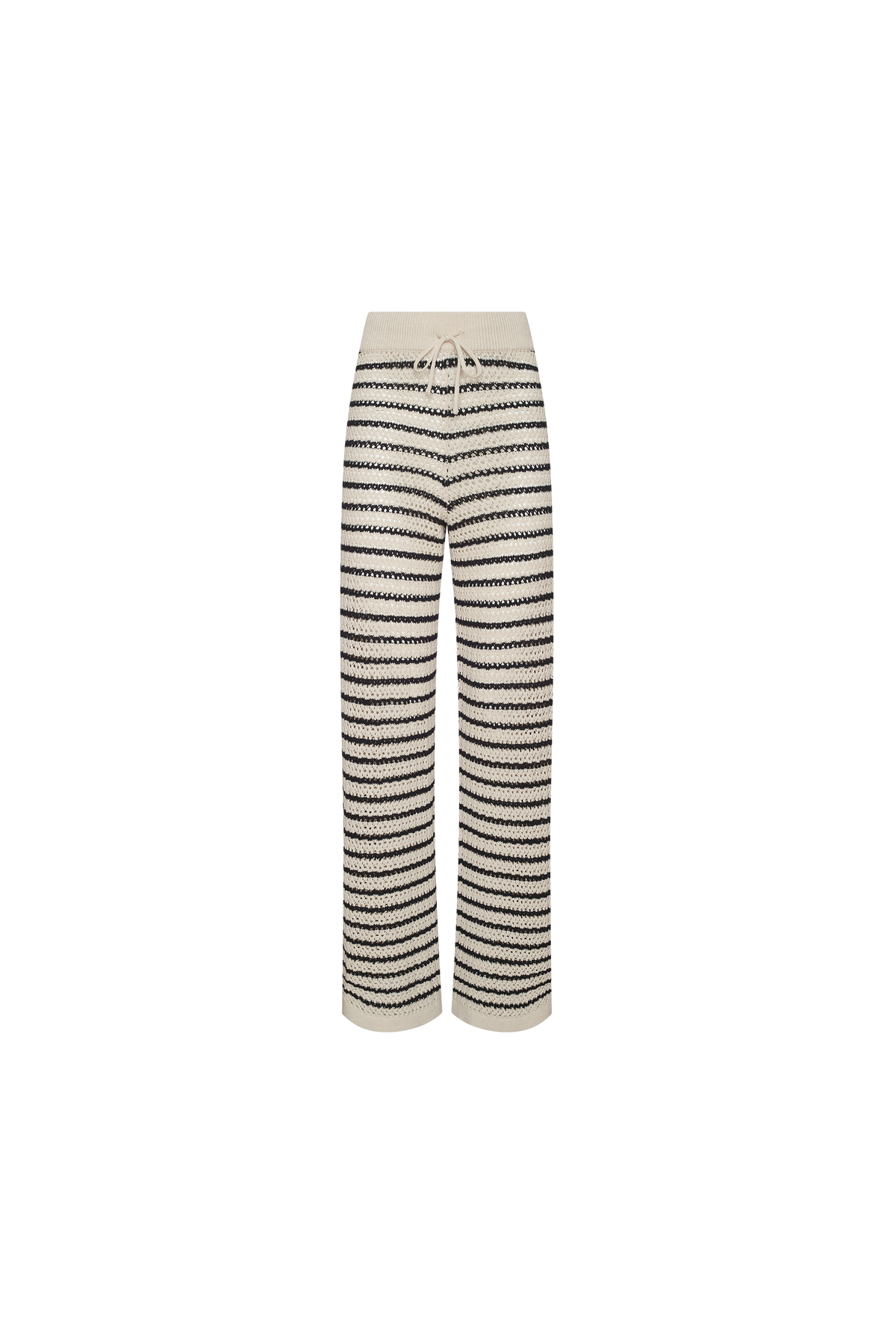 Cotton Crochet Sweater Pant | Bone Stripe