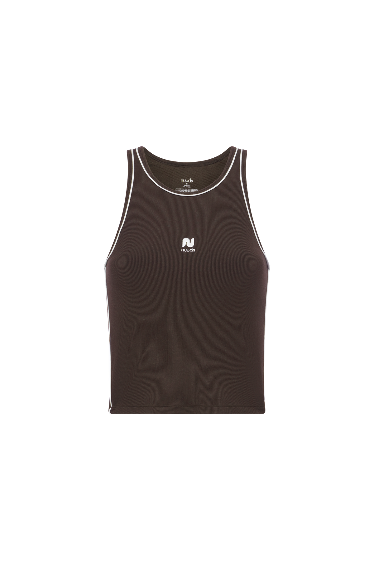 Sporty Rib Piped Racer Tank | Espresso