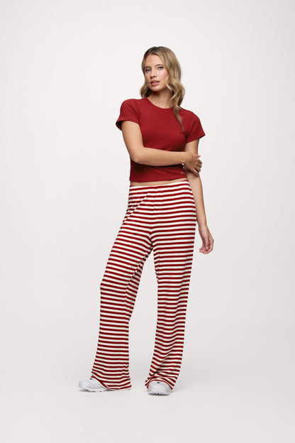 Boyfriend Stripe Pant | Scarlet White Stripe