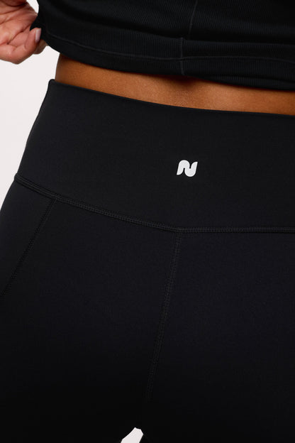 Motion Piped Biker Short with Pocket | Black