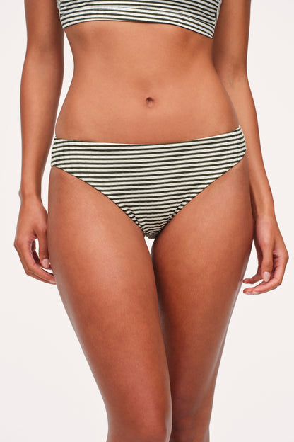 Low Waist Bikini Bottom | Olive Stripe