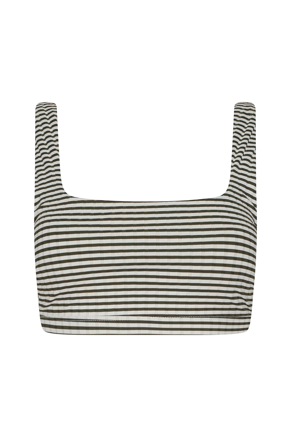 Square Neck Bikini Top | Olive Stripe