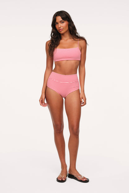 Boy Short Bikini Bottom | Cayenne Stripe