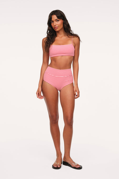 Boy Short Bikini Bottom | Cayenne Stripe