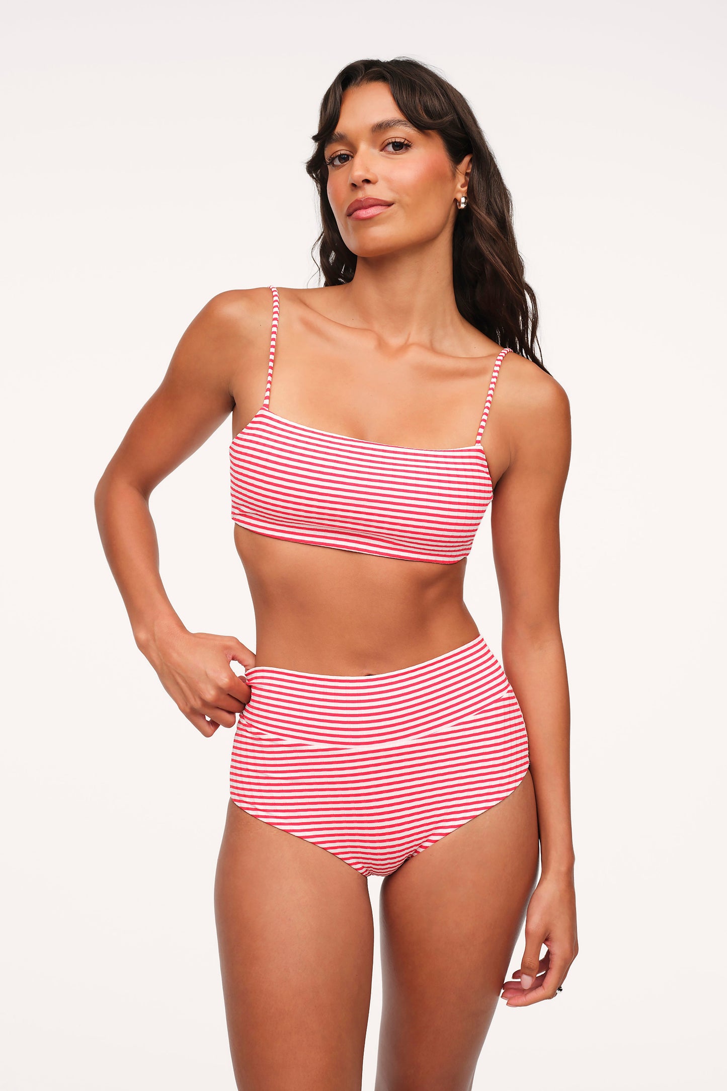 Boy Short Bikini Bottom | Cayenne Stripe