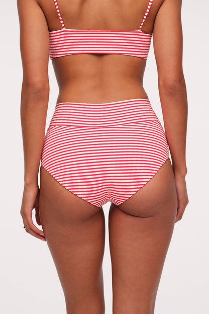 Boy Short Bikini Bottom | Cayenne Stripe