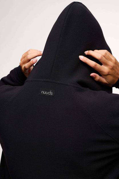 Performance Waffle Zip-Up Hoodie | Black