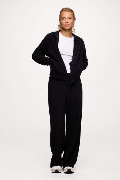 Performance Waffle Zip-Up Hoodie | Black
