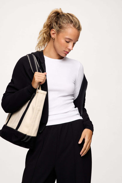 Performance Waffle Zip-Up Hoodie | Black