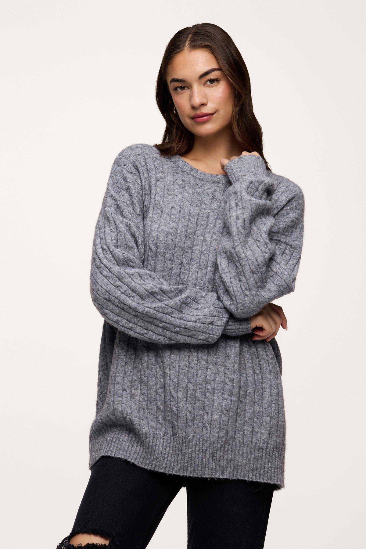Cozy Knit Cable Crewneck Sweater