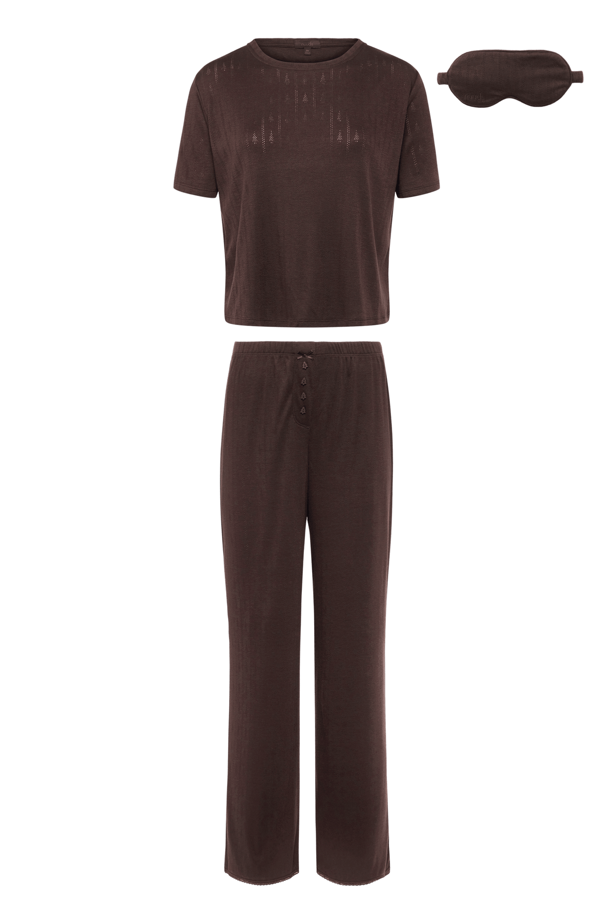 Tree Pointelle Pajama Set with Sleep Mask | Espresso
