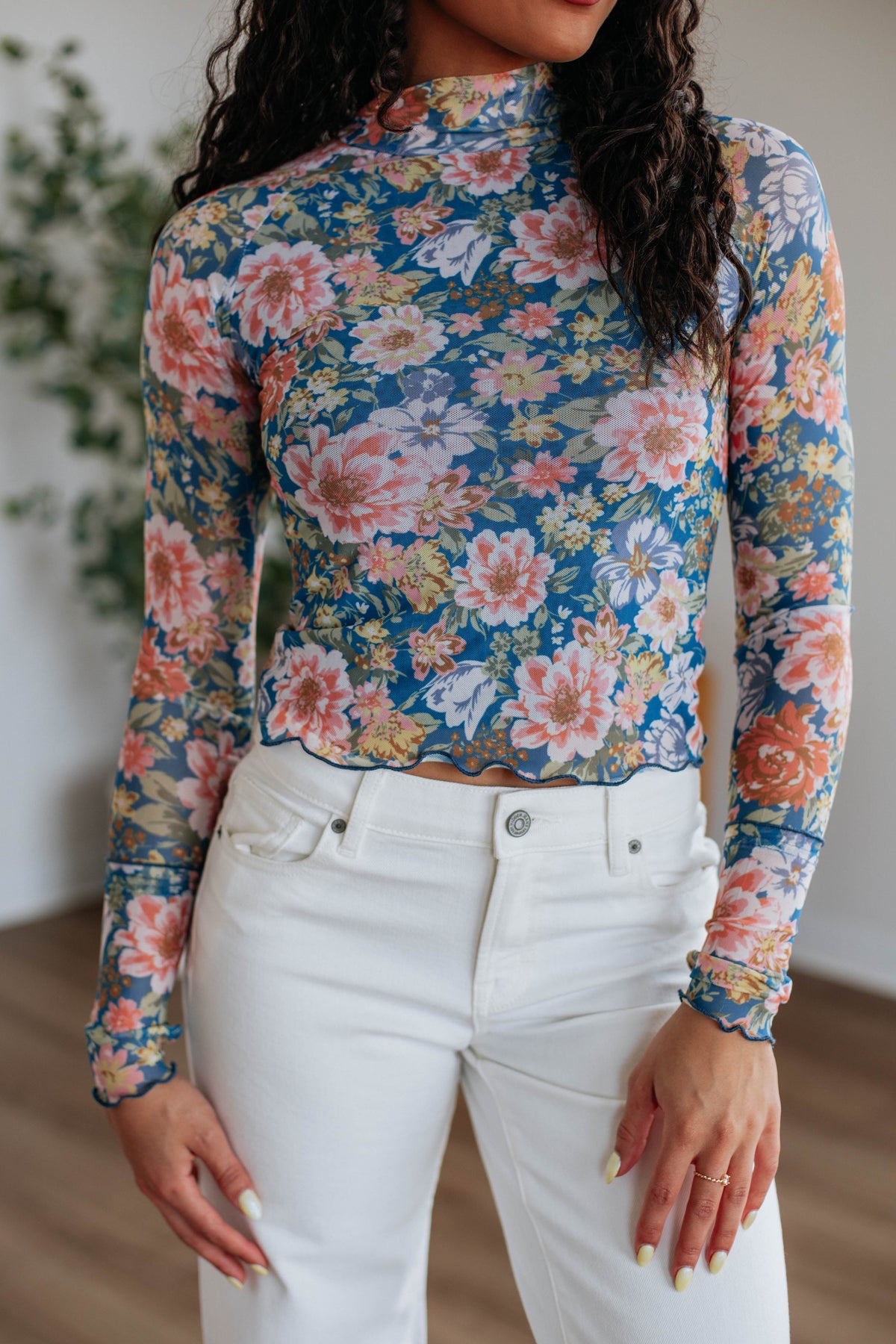 Zadie Floral Mesh Top