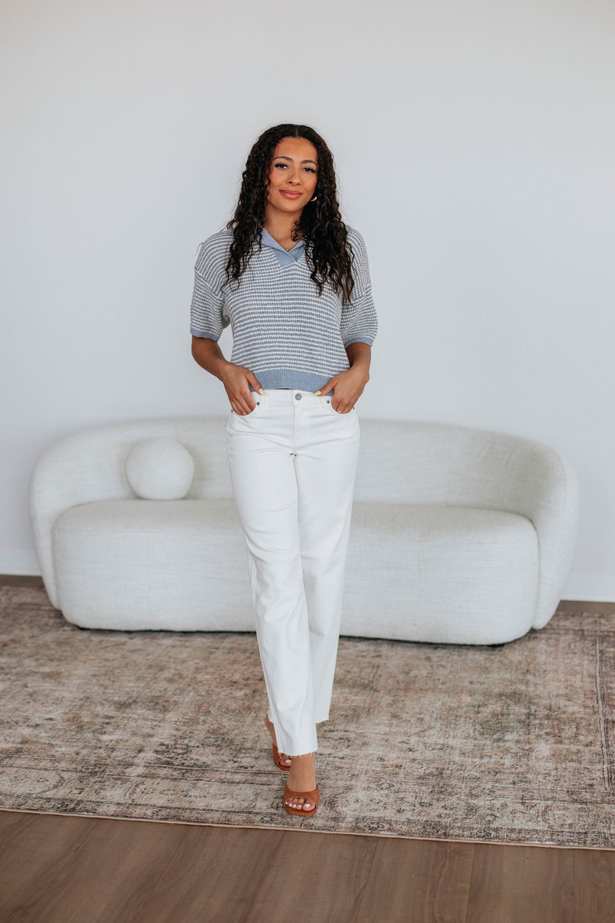 Zeldine Knit Top - Slate Blue Mix