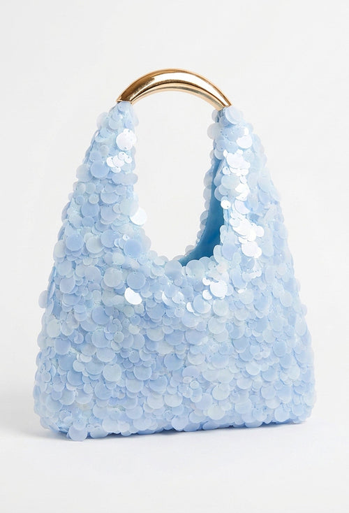 Adelaine Blue Sequin Handbag