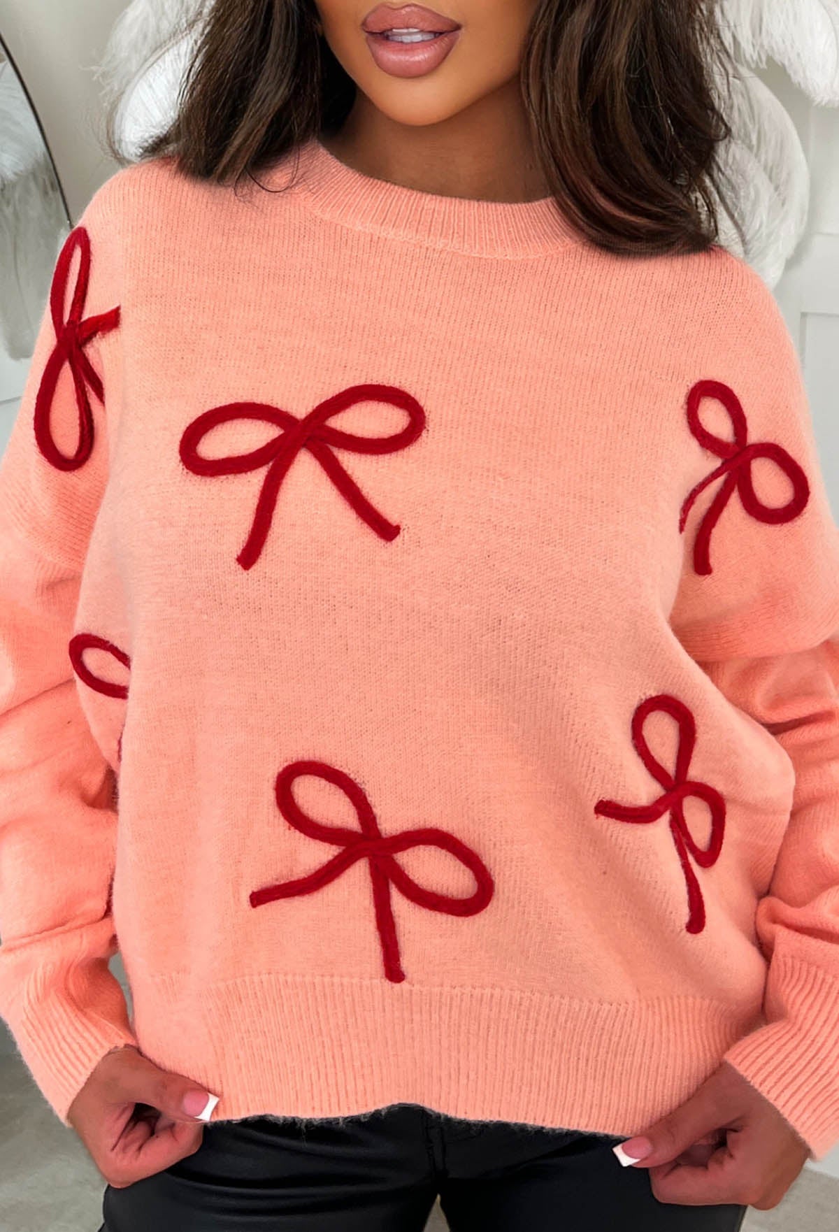 Adored Always Pink Bow Jumper