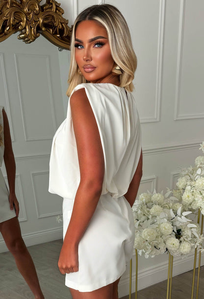 Babe Energy White Wrap Front Sleeveless Skort Playsuit