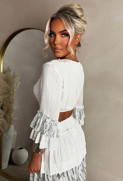 Bahama Breeze White Embroidered Boho Maxi Skirt Co-Ord