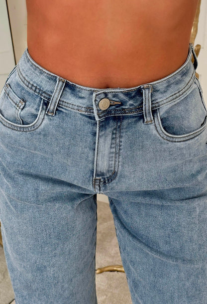 Betty Light Wash Stretch Denim Barrel Jeans