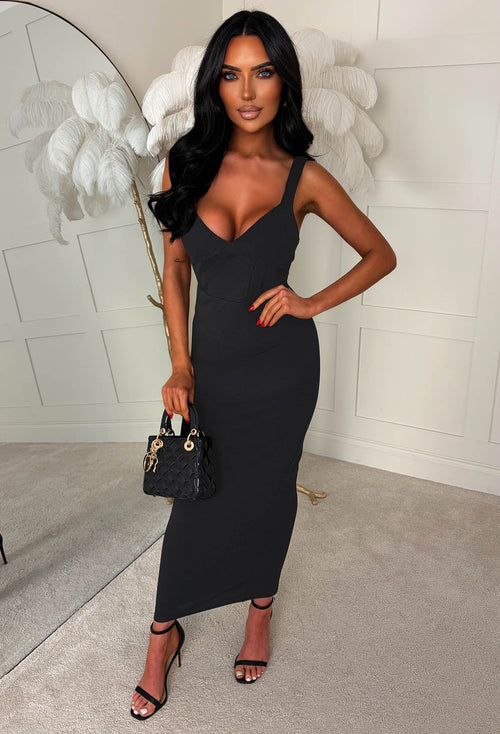 Big Mistake Black Seamed Bust Pencil Dress