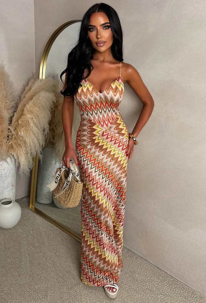 Bring On The Style Orange Zig Zag Maxi Dress