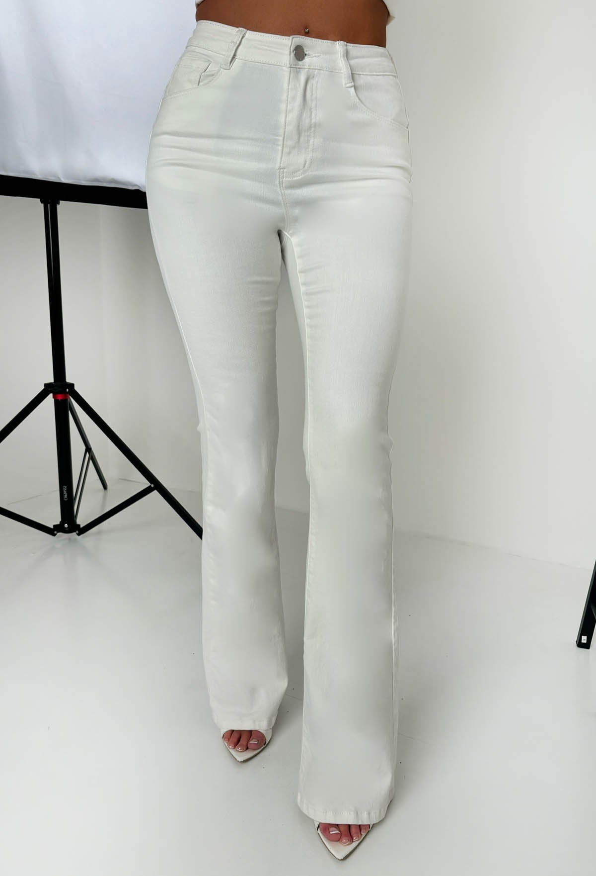 Christiane White Stretch Push Up Flared Jeans