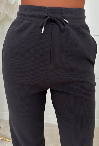 Comfort Me Charcoal Ribbed Long Sleeve Co-Ord Set