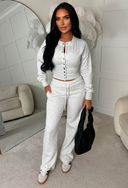Comfy Collective Grey Marl Button Down Lounge Co-Ord Set