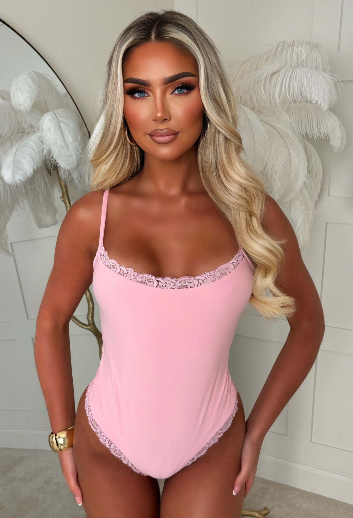 Contour Crush Pink Lace Hem Bodysuit
