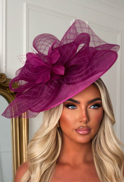 Cosmo Chic Purple Floral Bow Detail Fascinator
