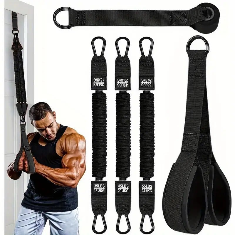 💪 225LBS Heavy Duty Cable Resistance Band Home Gym Training Set