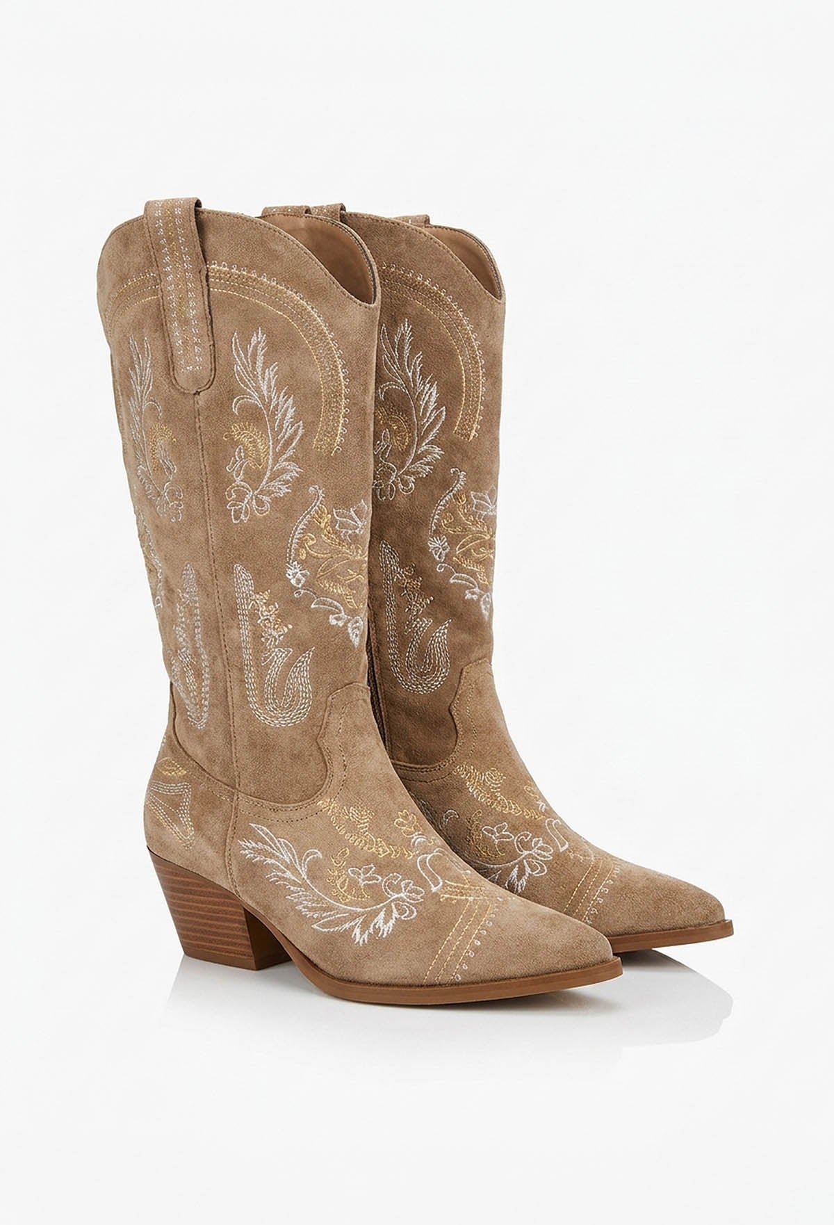 Dorothy Taupe Embroidered Cowboy Boots
