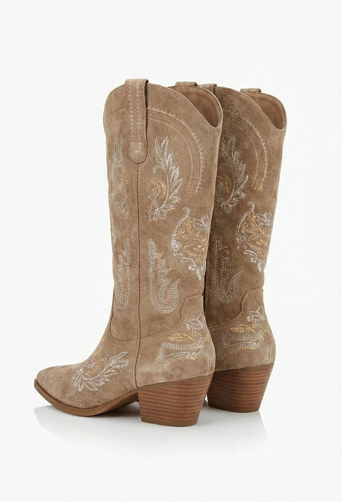 Dorothy Taupe Embroidered Cowboy Boots
